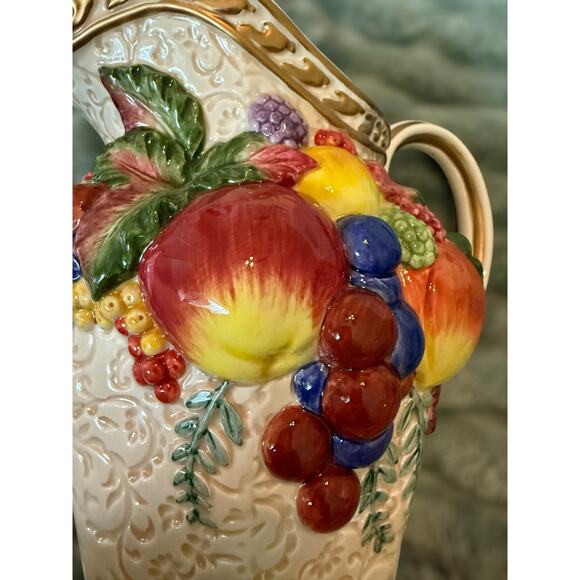 Fitz & Floyd Classics Embossed Fruit Pitcher Handcrafted Ceramic Decor - Picture 5 of 6